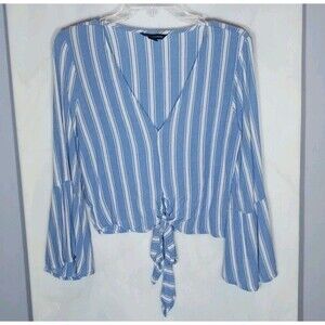 American Eagle Women’s Crop Top Sz S Blue White Striped Coastal Girly Coquette